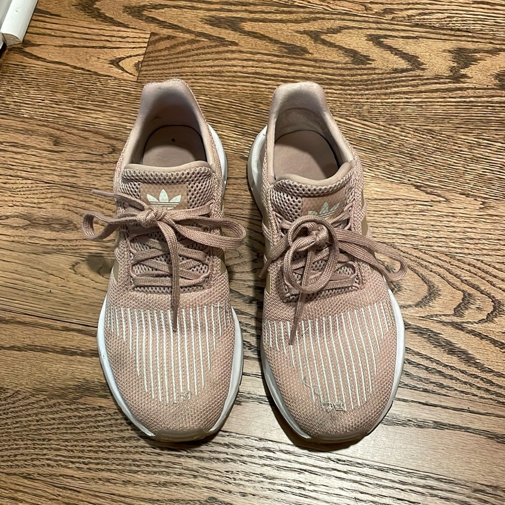 Adidas light pink athletic shoes